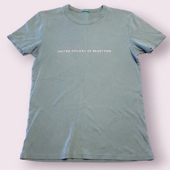 United Colors of Benetton Shiny Logo Green T‑Shirt – Size XS – GUC - Picture 2 of 11